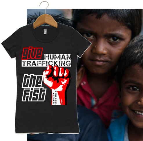 Girl's Give Human Trafficking The Fist Tees-black - Lights From The East: I Am Maluku (500x500), Png Download