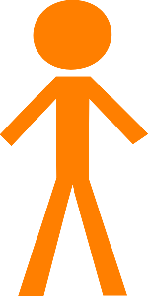 Orange Stick Man Hi - Stick Figure Clip Art (300x599), Png Download