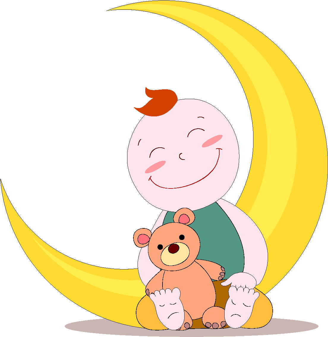 Cartoon Cute Baby Crescent Moon Element - Infant (1772x1378), Png Download