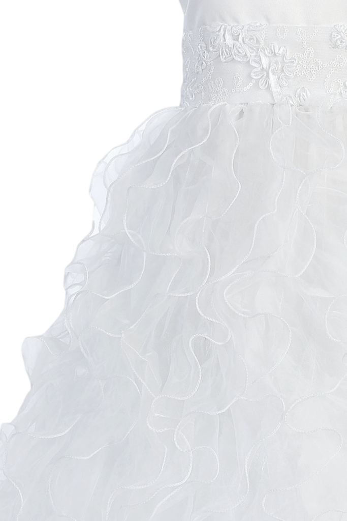 Organza Ruffles & White Satin First Holy Communion - Dress (683x1024), Png Download