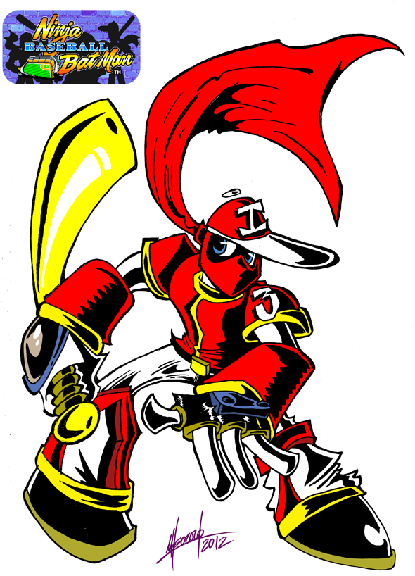 803064 - Ninja Baseball Batman Captain Jose (600x825), Png Download