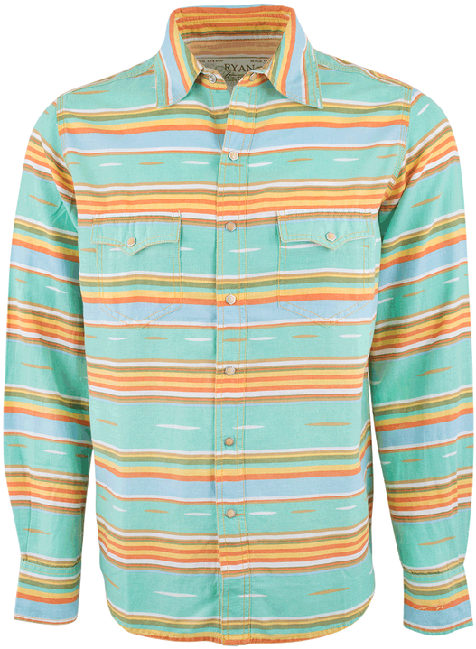Ryan Michael Serape Stripe Snap Shirt - Seidensticker (544x800), Png Download