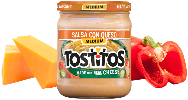 Tostitos Salsa Con Queso, Medium - 15 Oz Jar (750x500), Png Download