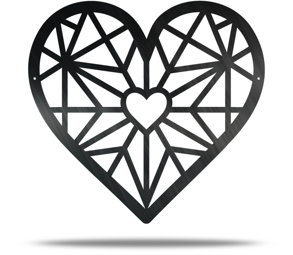 Geometric Heart Metal Wall Decor - Metal (1024x1024), Png Download