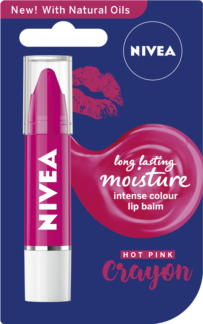 Hot Pink Crayon - Nivea Lip Balm Crayon (1010x1180), Png Download