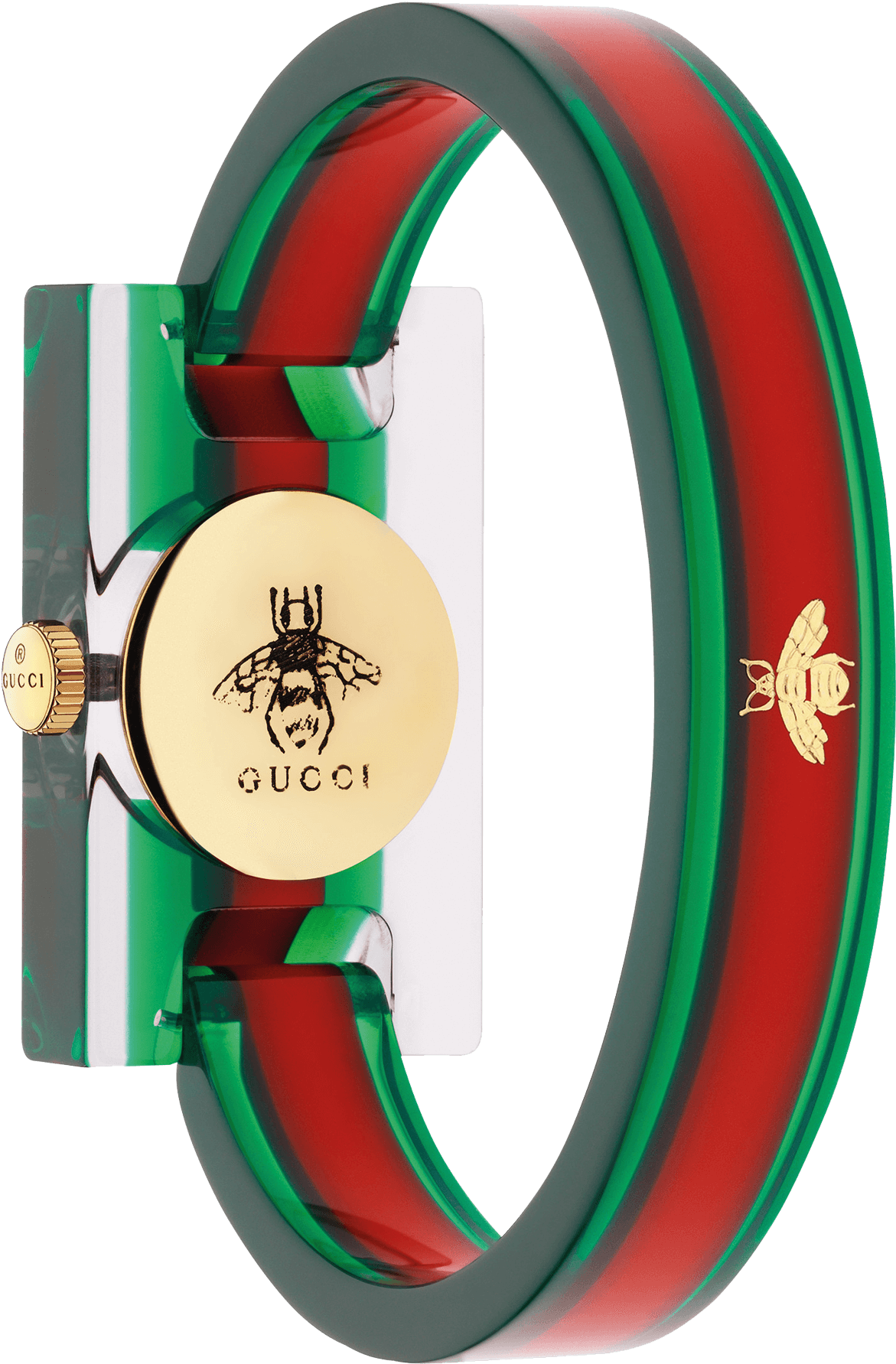 Home - Gucci Ya143501 Plexiglas Bangle Watch, Women's, Gold (2000x2000), Png Download