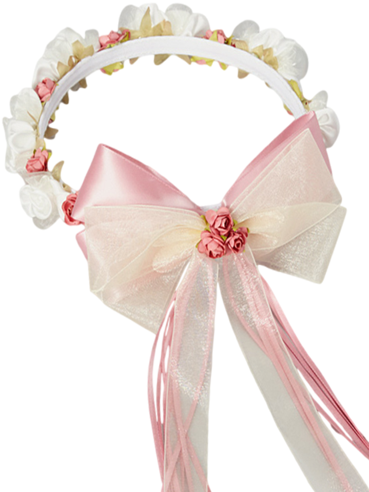 Dusty Rose Silk & Satin Floral Crown Wreath Girls - Satin Ribbon Transparent Png (745x1024), Png Download