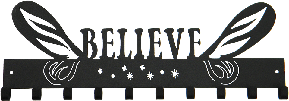 Tinkerbell Believe With Wings Black 10 Hook Rundisney - Metal (1000x400), Png Download