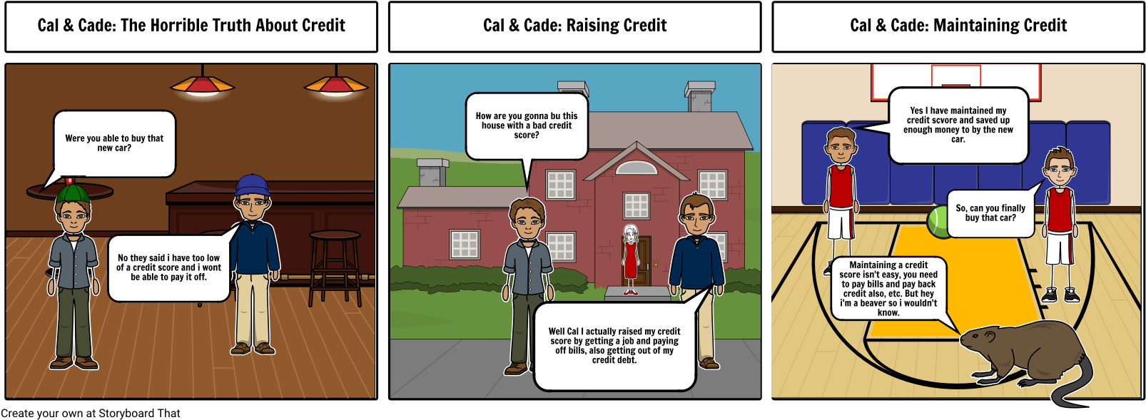 Cade & Cal Learning About Credit - Cartoon (1630x611), Png Download