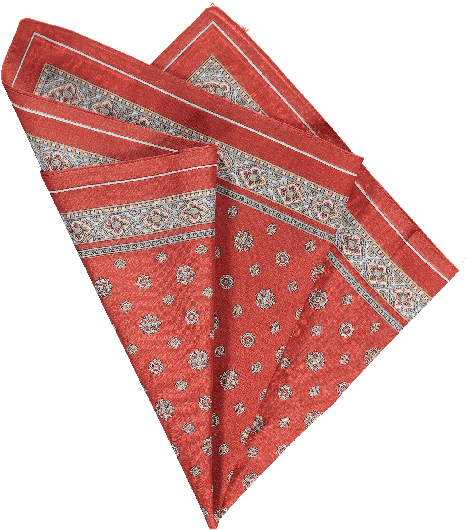 Cotton Pocket Square Rust Foulard - Triangle (1500x1700), Png Download