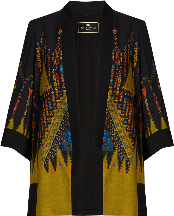 Etro Geometric-print Crepe Kimono Jacket - Etro - Beaded Necklace - Purple - One Size (810x1080), Png Download