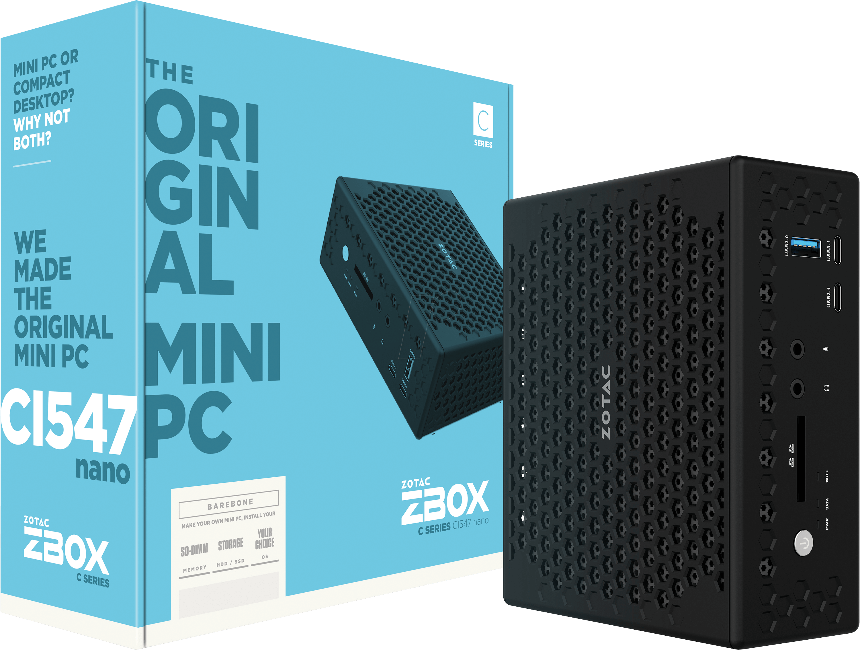 Barebone Pc Zotac Zbox Ci547nano Be - Zotac Zbox Ci523 Nano (3000x2266), Png Download