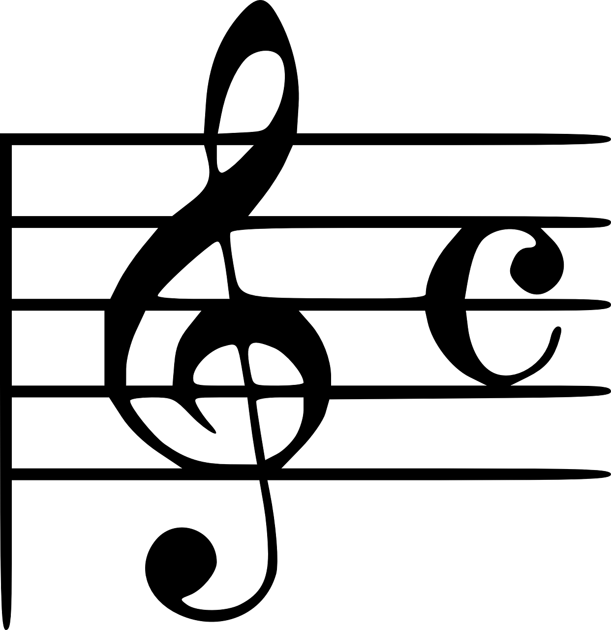 Treble Clef With Ac (1242x1280), Png Download