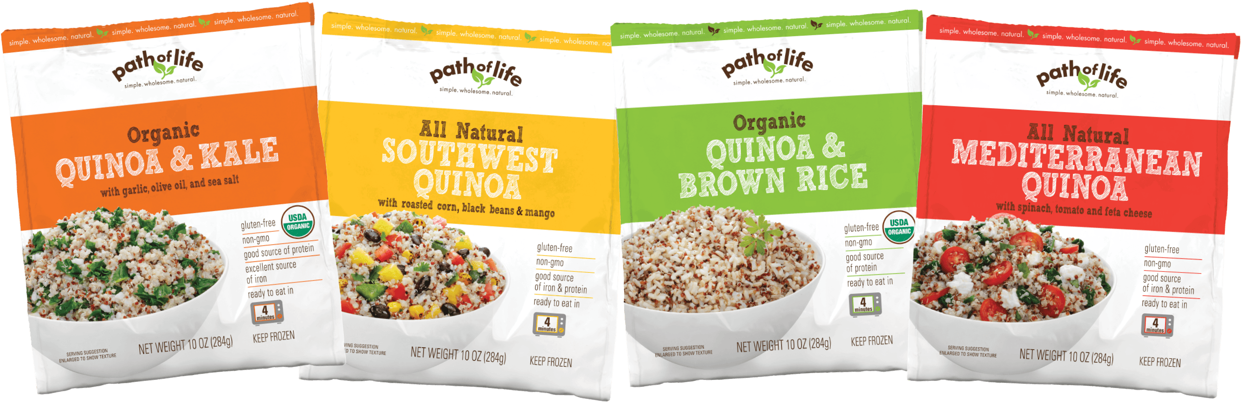 Quinoa Bag Lineup - Path Of Life Southwest With Roasted Corn Black Beans (2536x827), Png Download