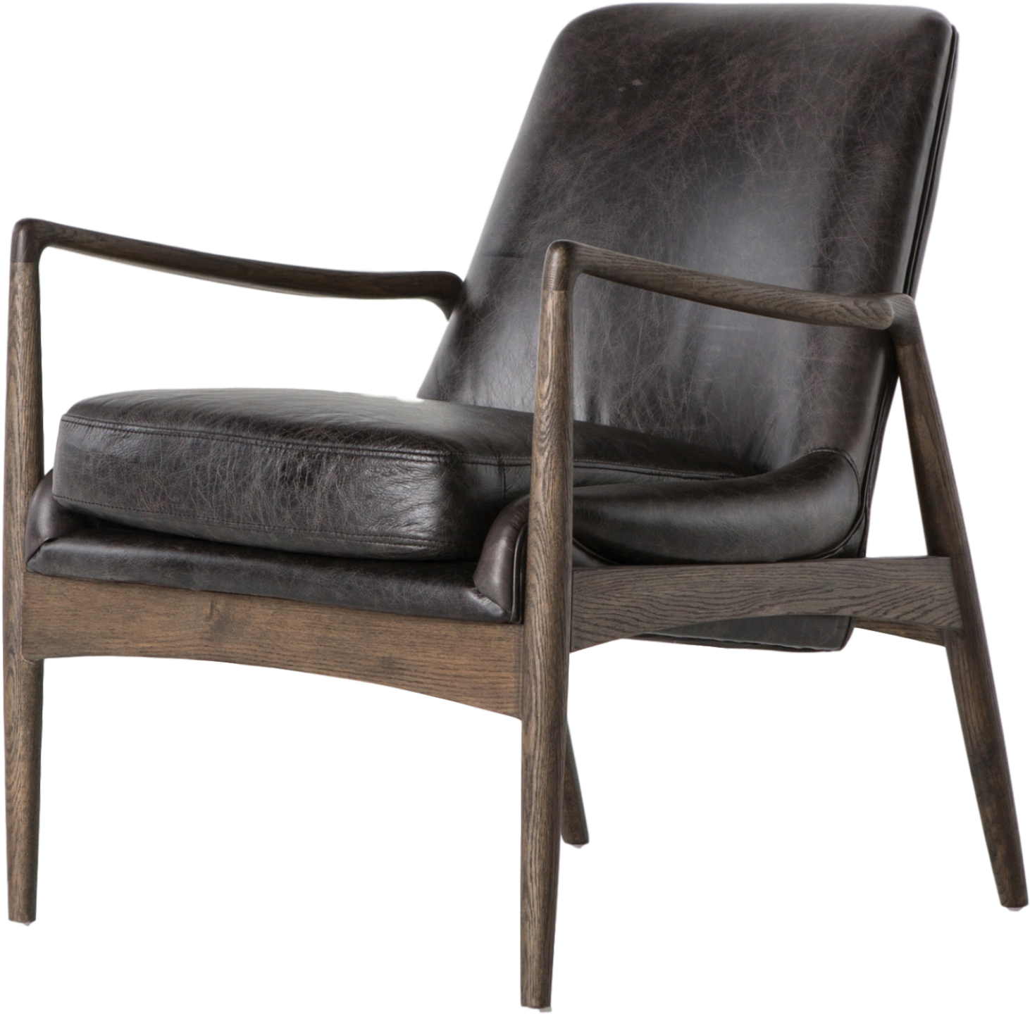 Jeremiah Chair - Mid Century Leather Chair (2133x2133), Png Download
