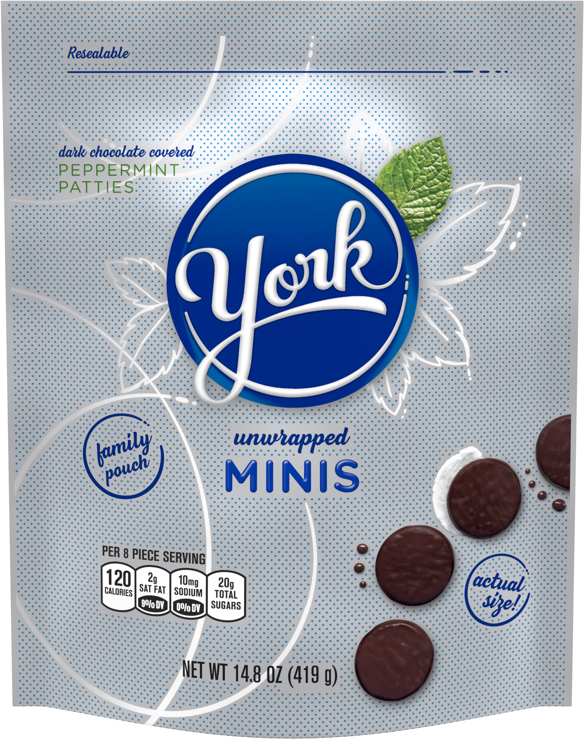 York, Peppermint Patties Dark Chocolate Candy Minis, - York Peppermint Patty Miniature 19.75 Oz (3000x3000), Png Download