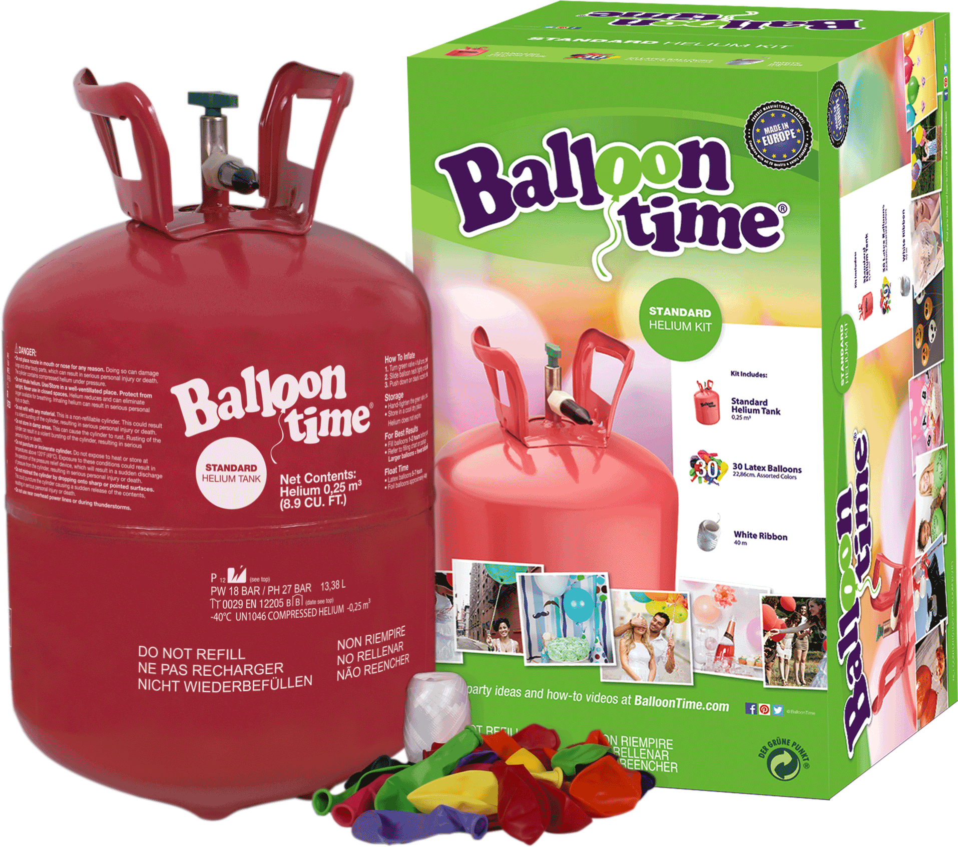 Diy Peppermint Candy Balloons - Balloon Time Helium Cylinder (2100x1725), Png Download