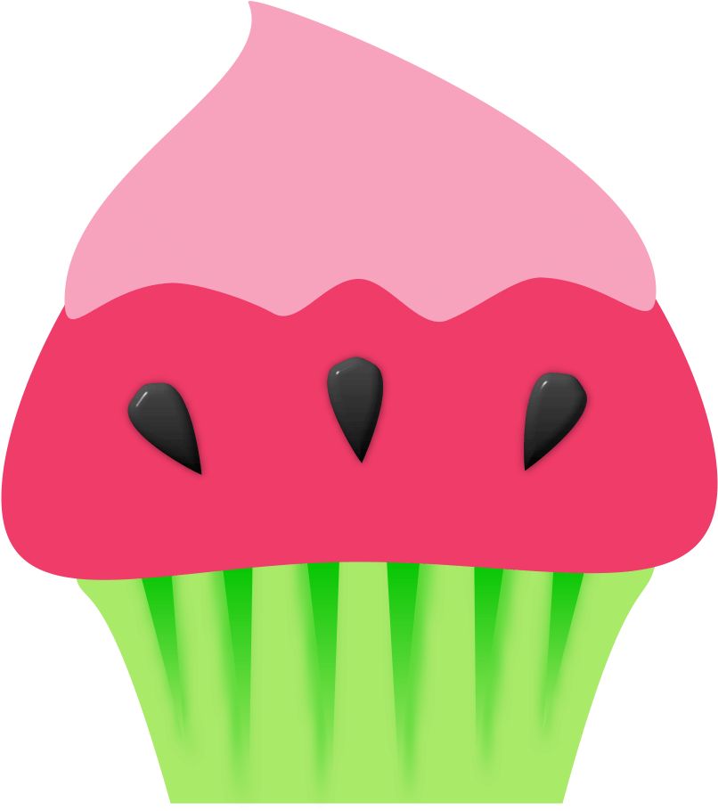 Watermelon-cupcake Watermelon Clipart, Watermelon Cupcakes, - Cupcake Water Melon Clip Art (571x557), Png Download