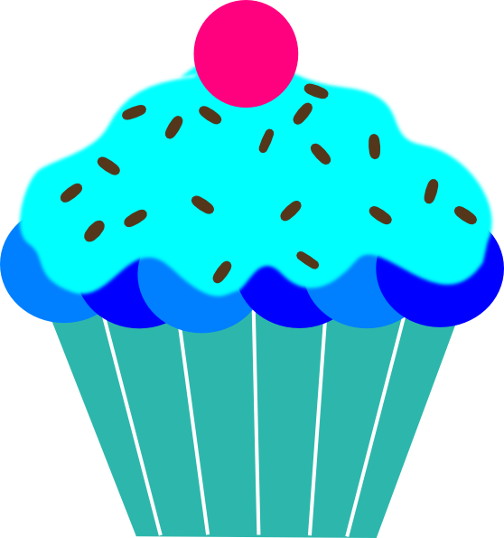 Blue Cupcake Clip Art At Clker - Blue Cupcake Clipart (558x595), Png Download