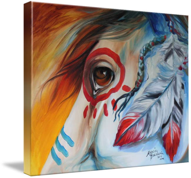 "war Horse Spirit Eye" By Marcia Baldwin, Wesley Chapel, - Gallery-wrapped Canvas Art Print 30 X 24 Entitled War (650x606), Png Download
