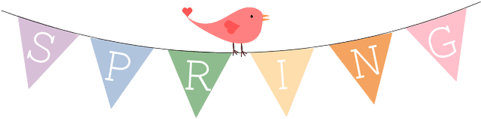 Spring Banner With Bunting Flags And A Bird Vector - April Clipart Transparent (480x480), Png Download