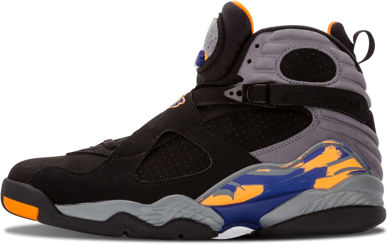 Air Jordan 8 Retro 8 Shoes Black / Bright Citrus 305381 (1000x600), Png Download