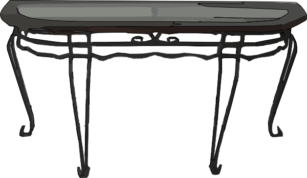 Metal Office Desk Clipart - Clip Art Transparent Table (600x349), Png Download
