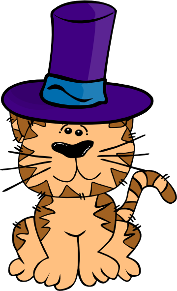 Cat In A Hat Clip Art At Clker - Cat With A Hat Cartoon (360x591), Png Download