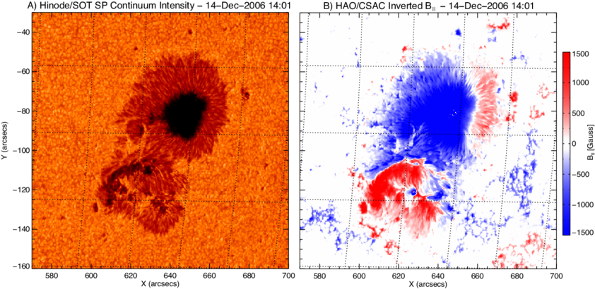 Hinode/sot Spectropolarimeter Observations Of Noaa - Map (850x420), Png Download
