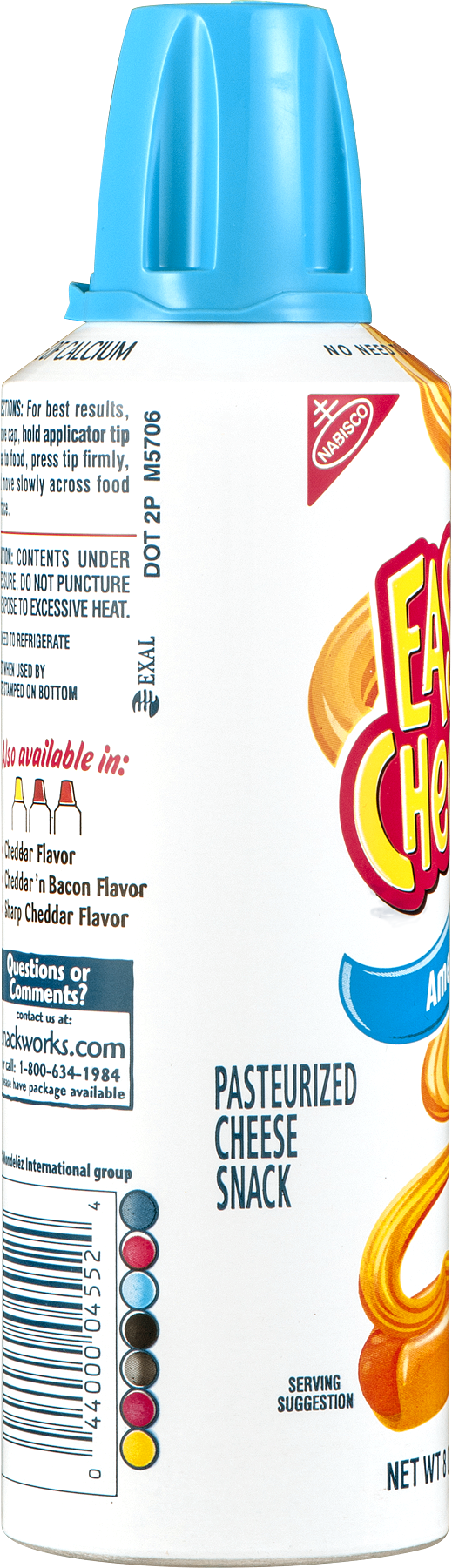 Nabisco Easy Cheese American Pasteurized Cheese Snack, - Kraft Nabisco American Easy Cheese - 8 Oz. (519x1800), Png Download