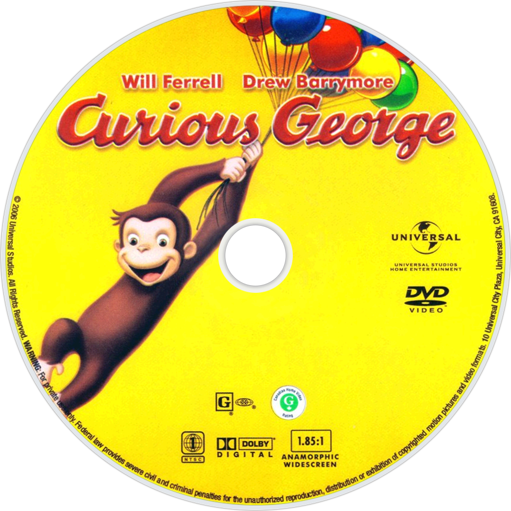 Curious George Dvd Disc Image - Curious George Full Screen Dvd (1000x1000), Png Download