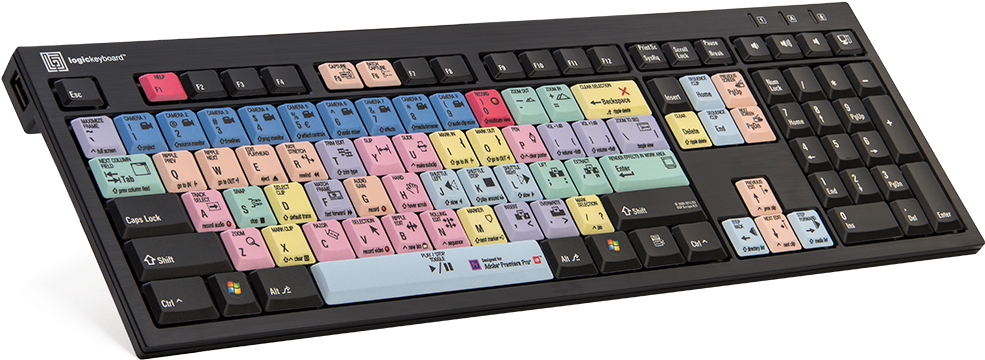 Logickeyboard Adobe Premiere Pro Cc American English - Keyboard For Adobe Premiere Pro Pc (1000x520), Png Download