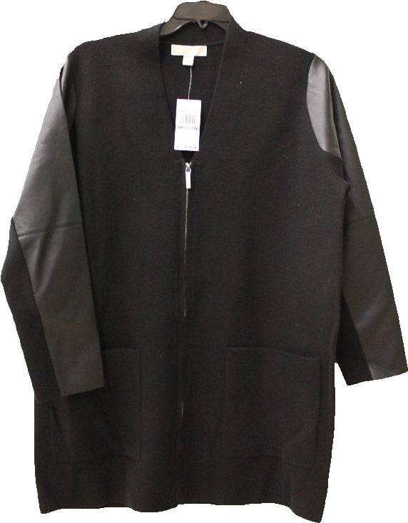 Michael Michael Kors Women's Black Plus Size Faux Leather - Cardigan (720x1080), Png Download