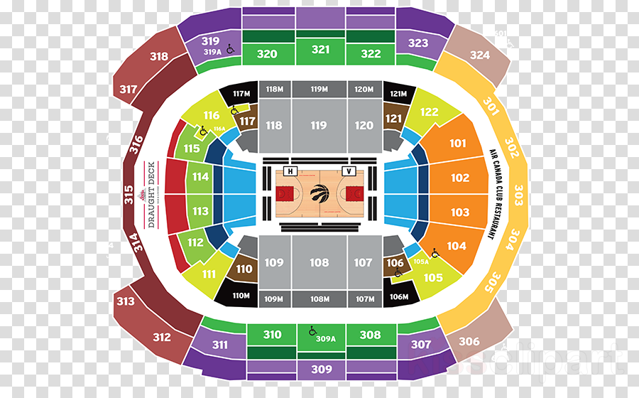 Section 102 Acc Raptors Clipart Scotiabank Arena Toronto - Scotiabank Arena Raptors Seating Chart (900x560), Png Download