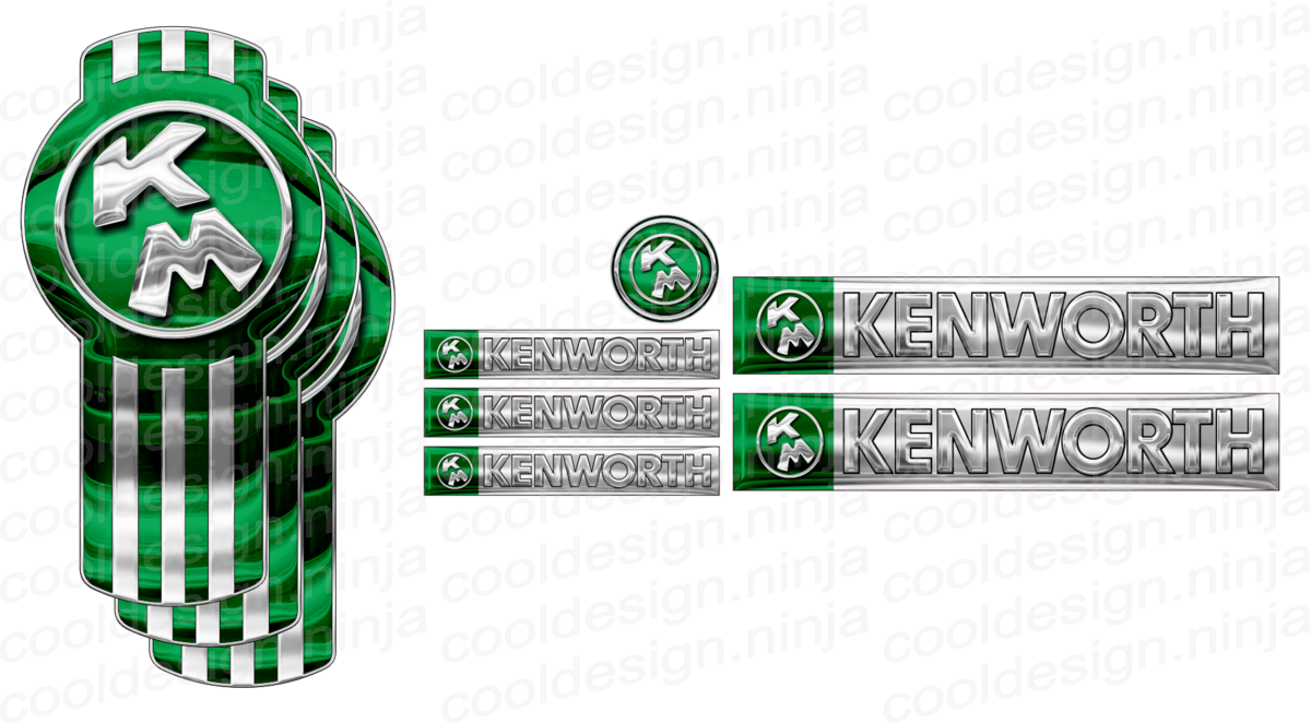 Personalized Km Green/chrome Full Kenworth Interior/exterior - Green (1200x662), Png Download