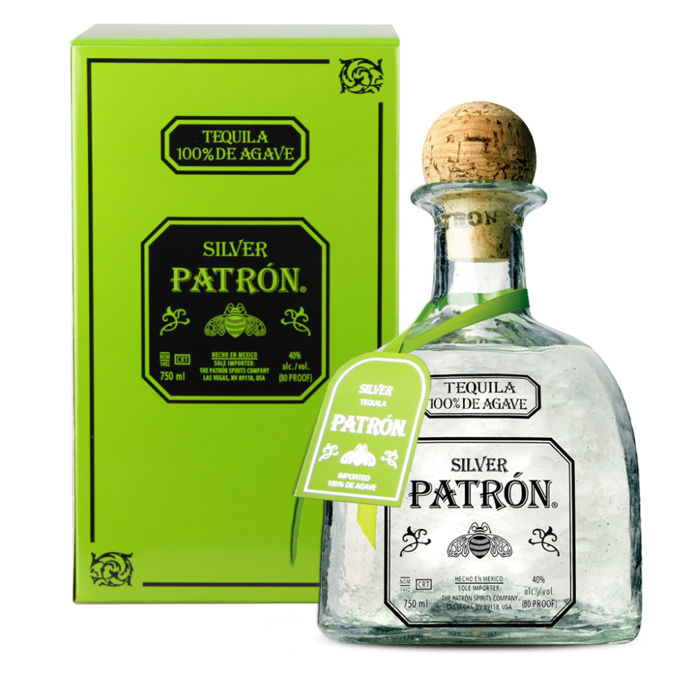 Patron Silver With Two Rock Glass - Patron Silver Blanco Tequila (1000x971), Png Download