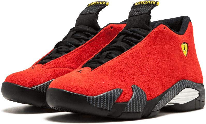 Air Jordan 14 Ferrari Release Day - Jordan 14 Ferrari (1000x600), Png Download