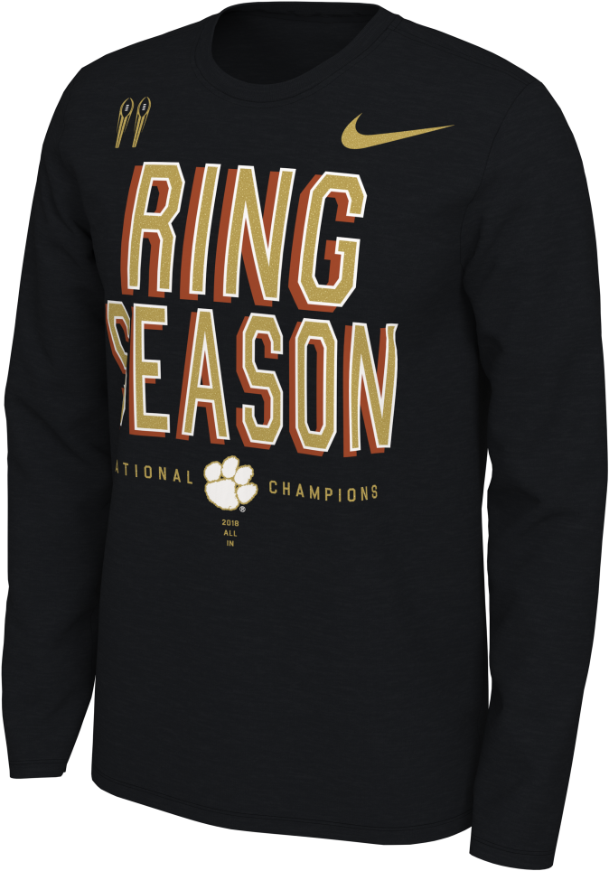 Clemson Ring Season National Champions Long Sleeve - Clemson Tigers Football (1005x1005), Png Download
