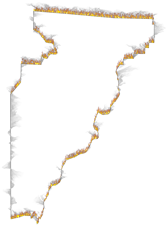 A Flame And Smoke Outline Map Of Jefferson - Silhouette (570x768), Png Download