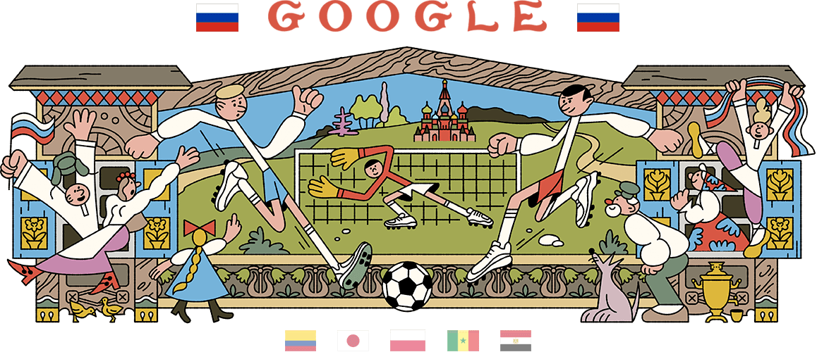 Google Doodle World Cup 2018 (1158x500), Png Download