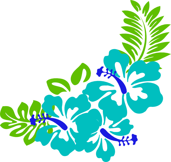 Tropics Clipart Hawaiian Flower - Blue Flowers Clip Art Border (600x570), Png Download
