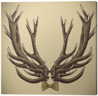 Hipster Vintage Background With Deer Antlers Canvas - Antler (400x400), Png Download
