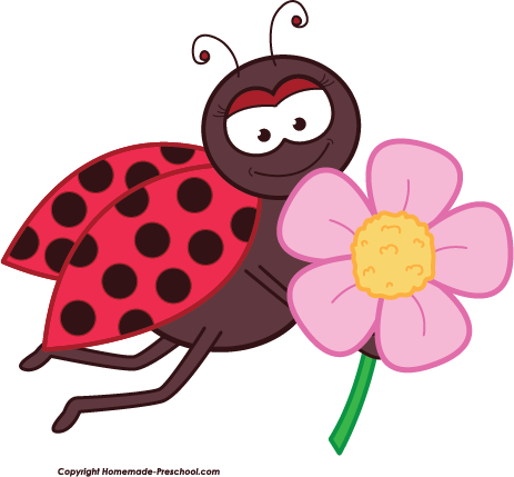 Free Ladybug Clipart - Ladybug With Flower Clipart (463x429), Png Download