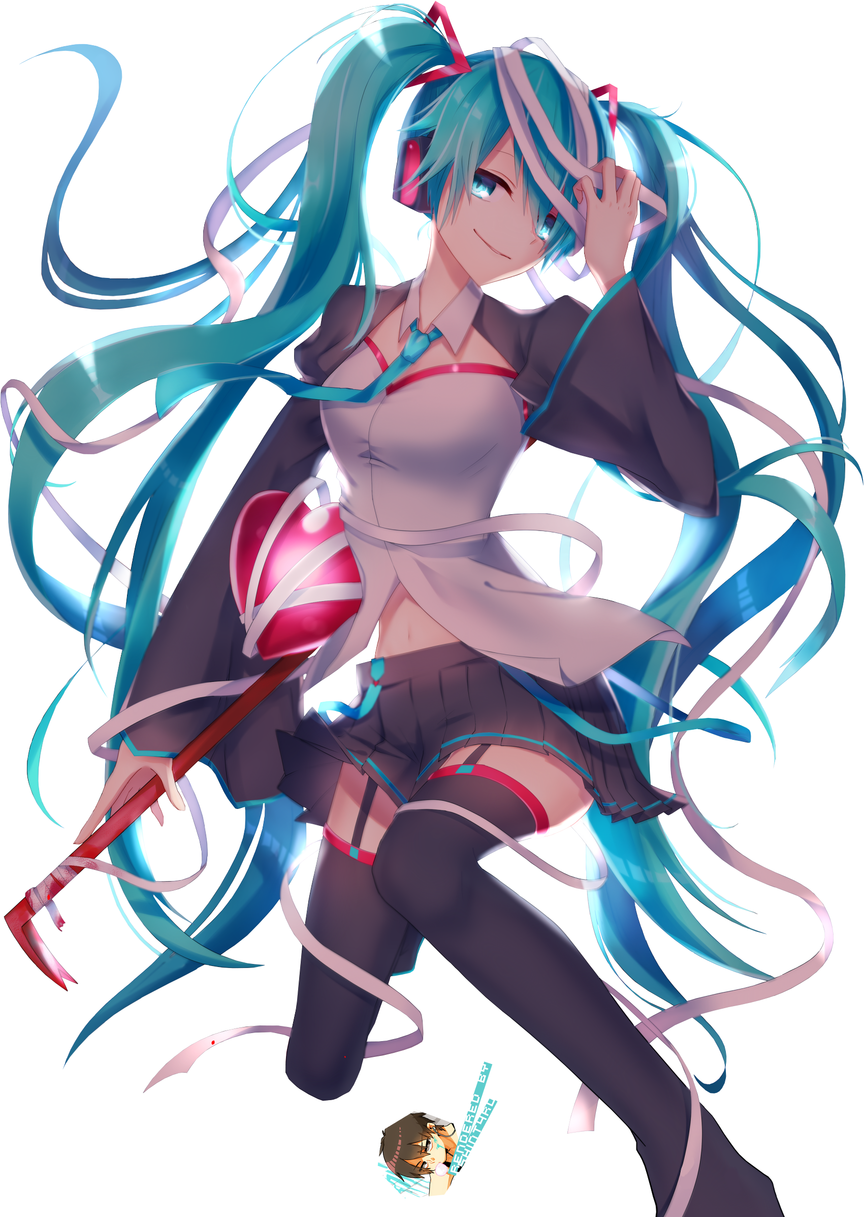Fate Stay Night Hatsune Rendering Anime Fatestay - Hatsune Miku Miku Render (1736x2454), Png Download