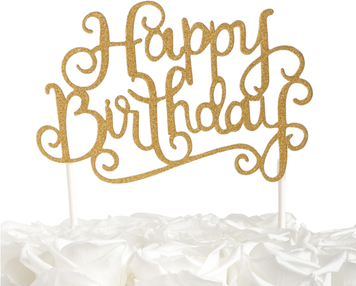 Happy Birthday Topper - Gold Glitter Happy Birthday (720x720), Png Download
