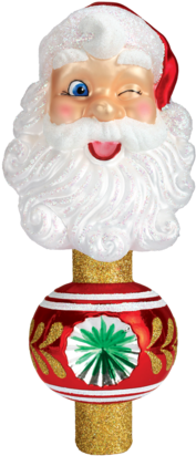 Winking Santa Tree Top - Old World Christmas Glass Winking Santa Tree Top Glass (442x442), Png Download