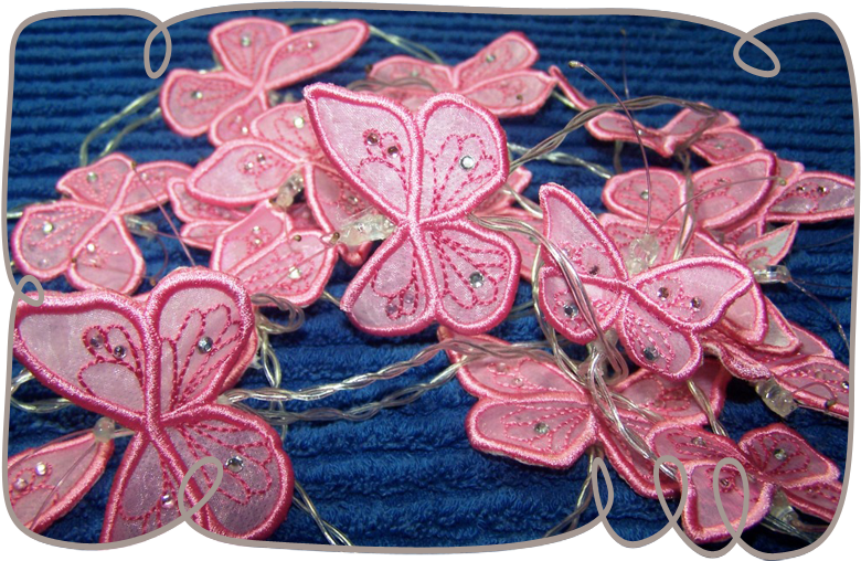Organza 3d Butterfly Fairy String Lights Machine Embroidery (800x800), Png Download