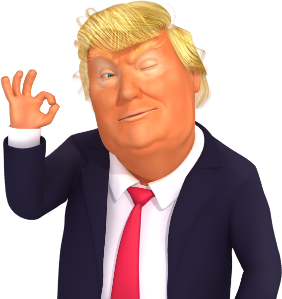 #trumpstickers Okey Trump 3d Caricature Emoji - Caricature (618x618), Png Download