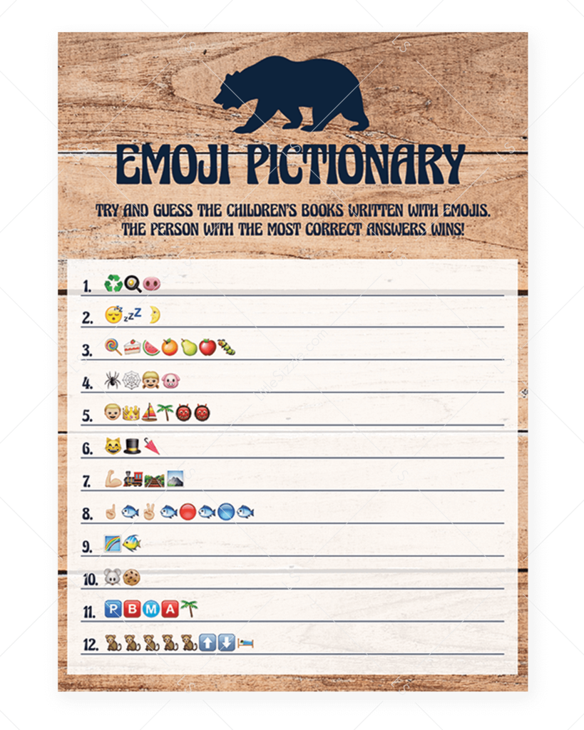 Little Cub Baby Shower Emoji Pictionary Game By Littlesizzle (819x1024), Png Download