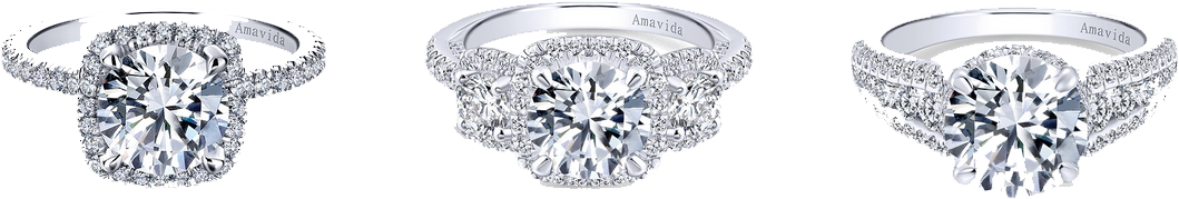 Service - 18k White Gold 1/2 Ct Tw Halo Engagement Ring Mounting, (1160x386), Png Download